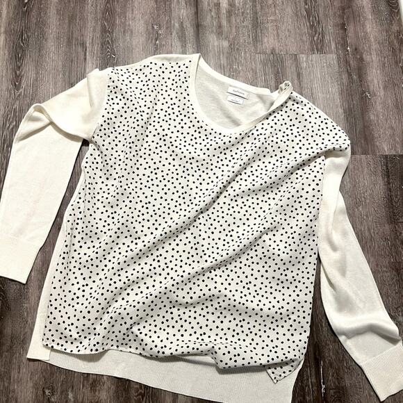 Van Heusen Ivory top with black dots Large - Picture 2 of 8